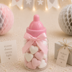 Babyshower babyflesje roze