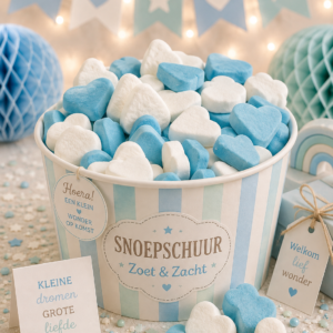 Babyshower blauwe hartjes