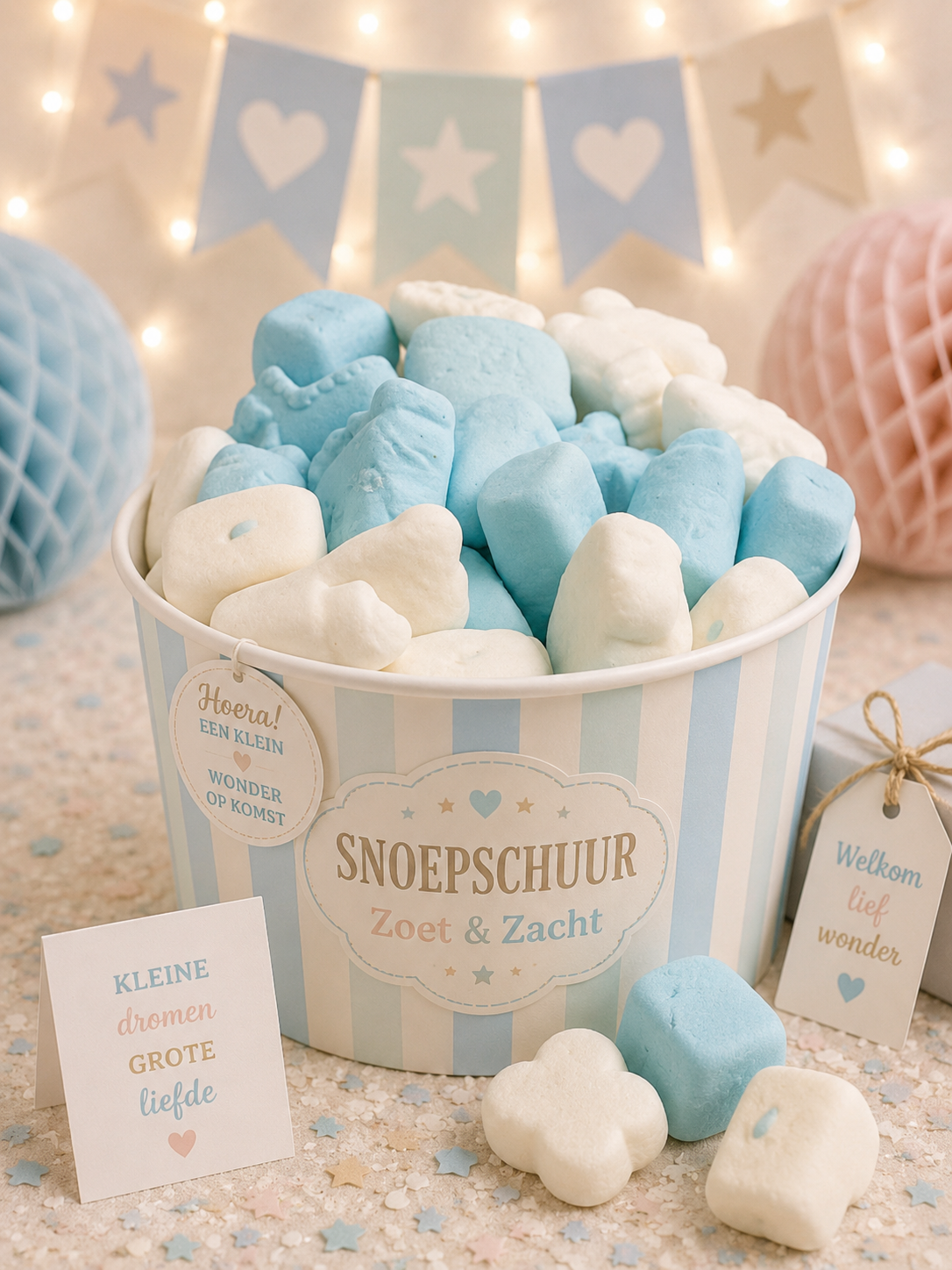 Babyshower schuim mix blauw