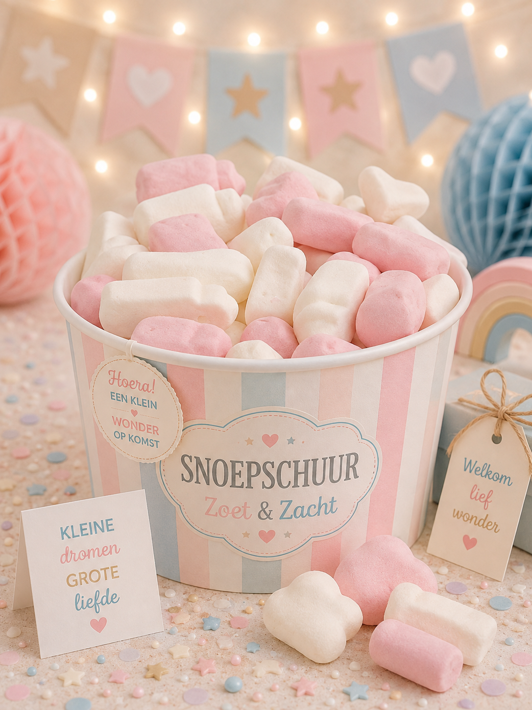 Babyshower schuim mix roze