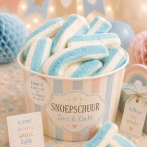 Babyshower spekjes blauw wit Lang